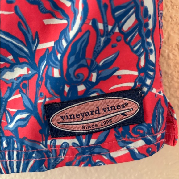 Boy’s Vineyard Vines Chappy Print Swim Trunks: Seahorse Papaya - Picture 2 of 3